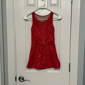 Red Sequin Sleeveless Dress Dance costume